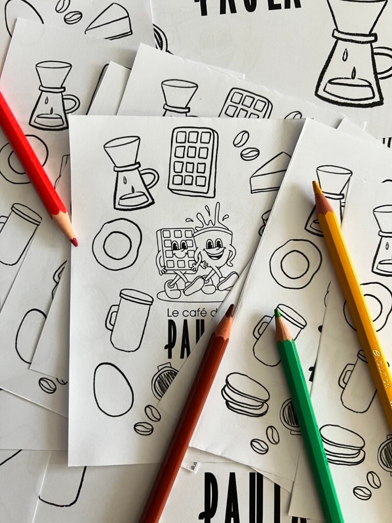 Cartes à colorier coloriage adulte illustrations sur mesure cadeau entreprise Tours Touraine