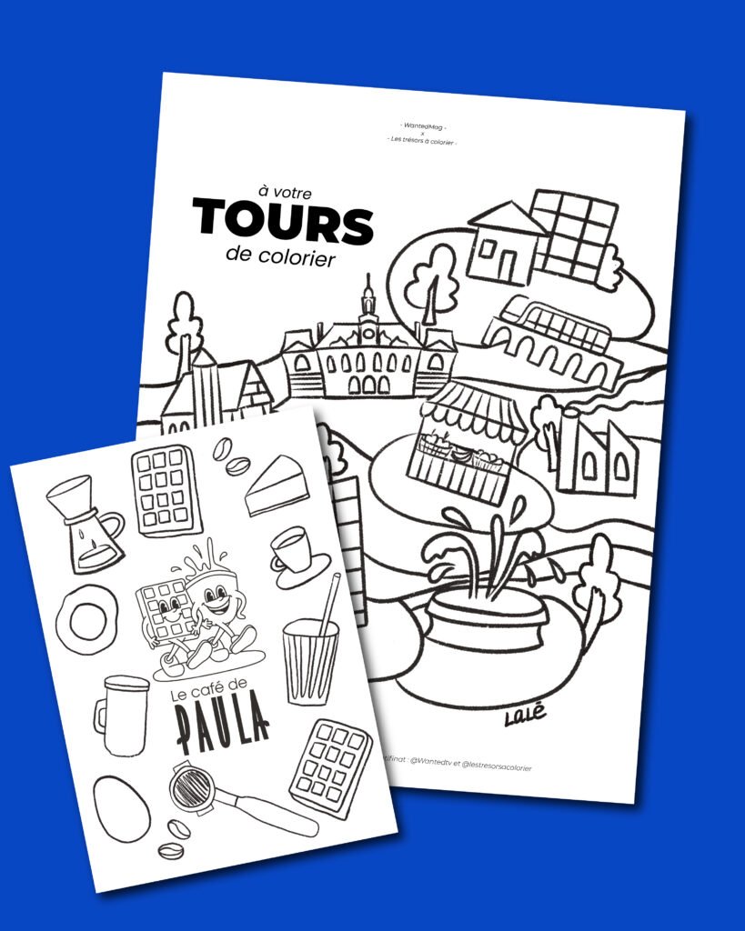 fiches coloriage adulte enfant illustration dessin touraine tours châteaux appellations gastronomie centre val de loire