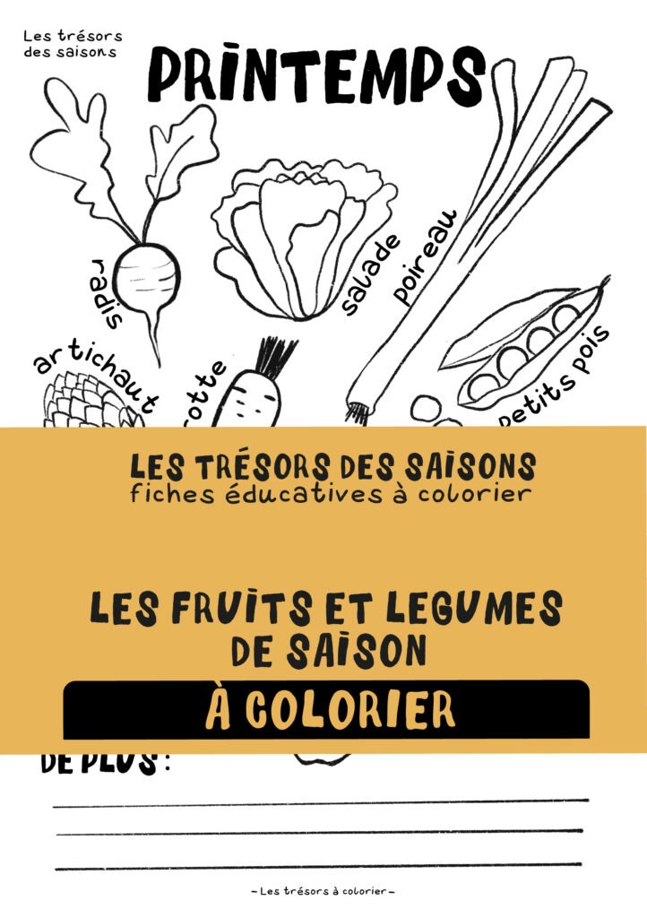 fiches a colorier fruit et légumes saison calendrier Tours Touraine fait main aquarelle bio local épicerie