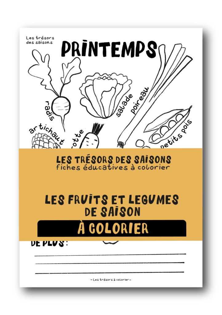 fiches a colorier fruit et légumes saison calendrier Tours Touraine fait main aquarelle bio local épicerie
